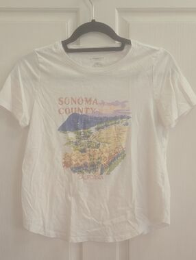 Anthropologie White Crewneck Graphic Tee